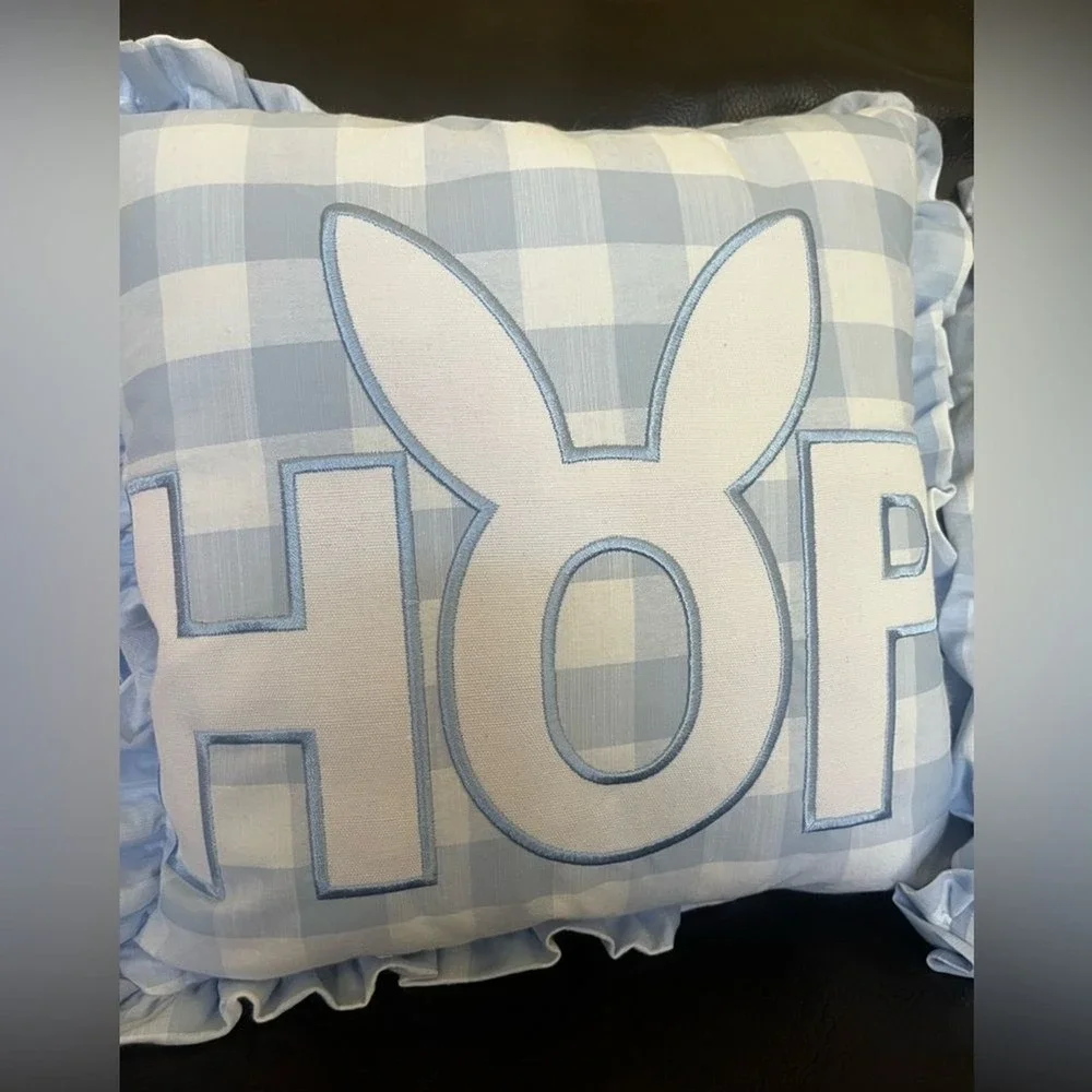 Celebrate Together Blue Checkered Gingham 3 Pillow Set Easter 